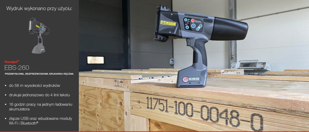 MOBILNE ZNAKOWANIE SKRZYŃ DREWNIANYCH - EBS-260 Handjet EBS 260 znakowanie skrzyn drewnianych LQ